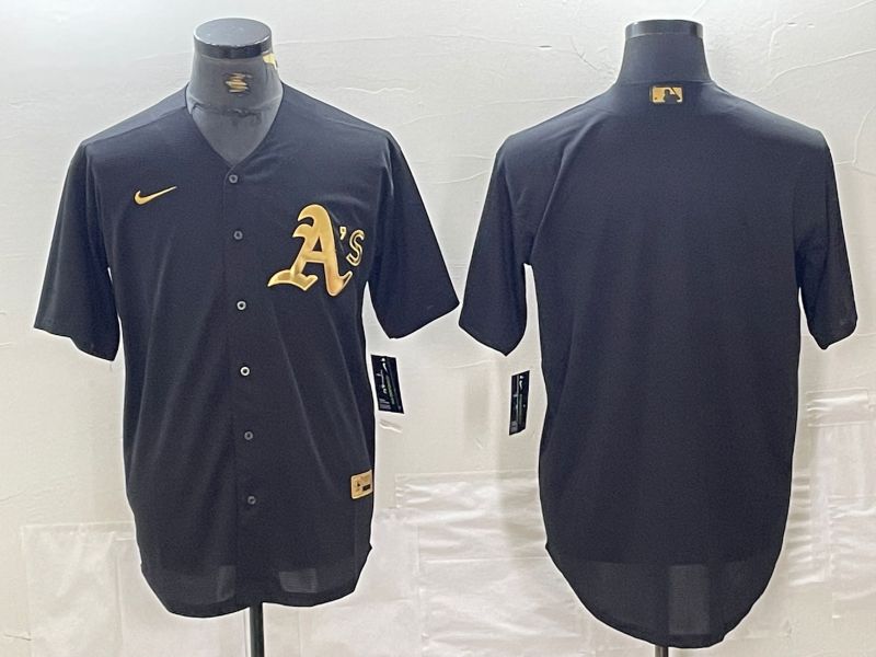 Men Oakland Athletics Blank Black gold 4 th generation Nike 2024 MLB Jersey style 1